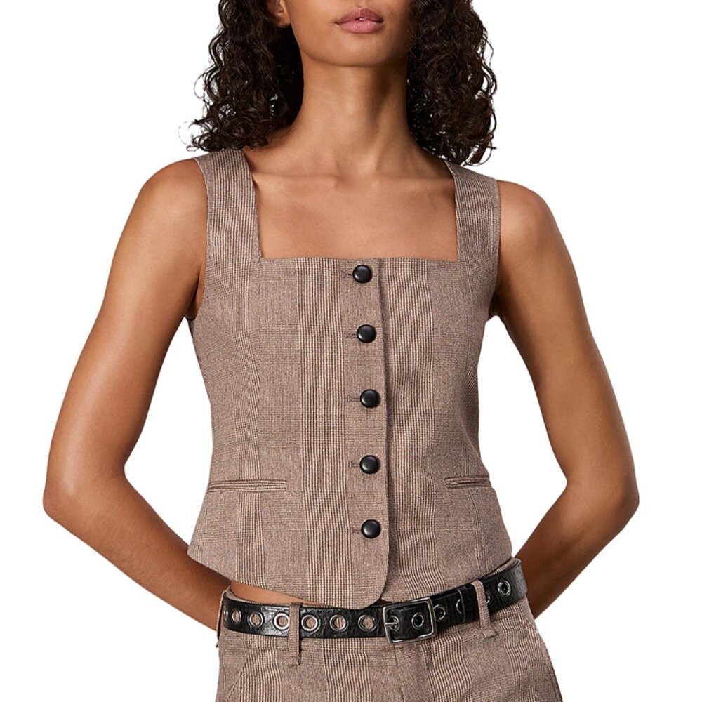 Rag & Bone Women's Size 0 Mariana Plaid Italian Wool Camel Vest NEW